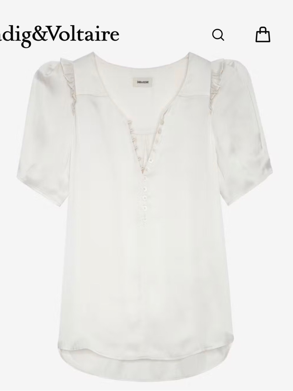 Zadig & Voltaire Twity Satin Ruffle Blouse Off White